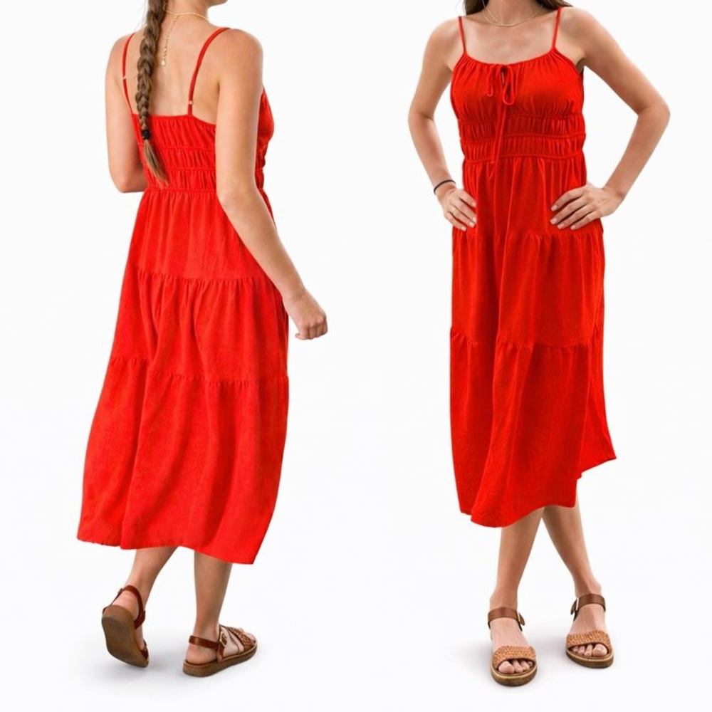 Elegant Red Summer Dress by Monteau Los Angeles
